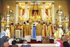 Šv. Mišios Žolinės atlaidų metu, kunigų diena. Iš parapijos archyvų